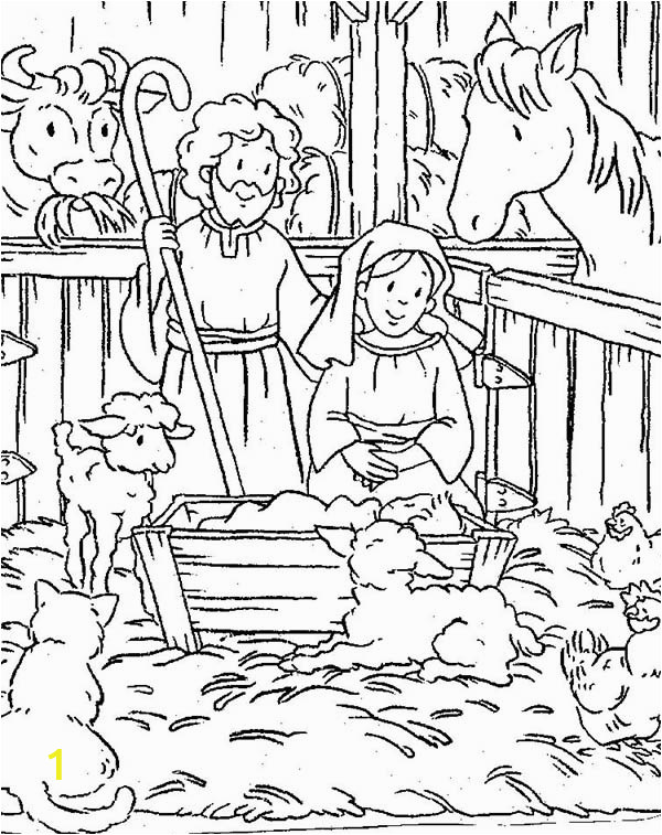 nativity of baby jesus in a manger coloring page