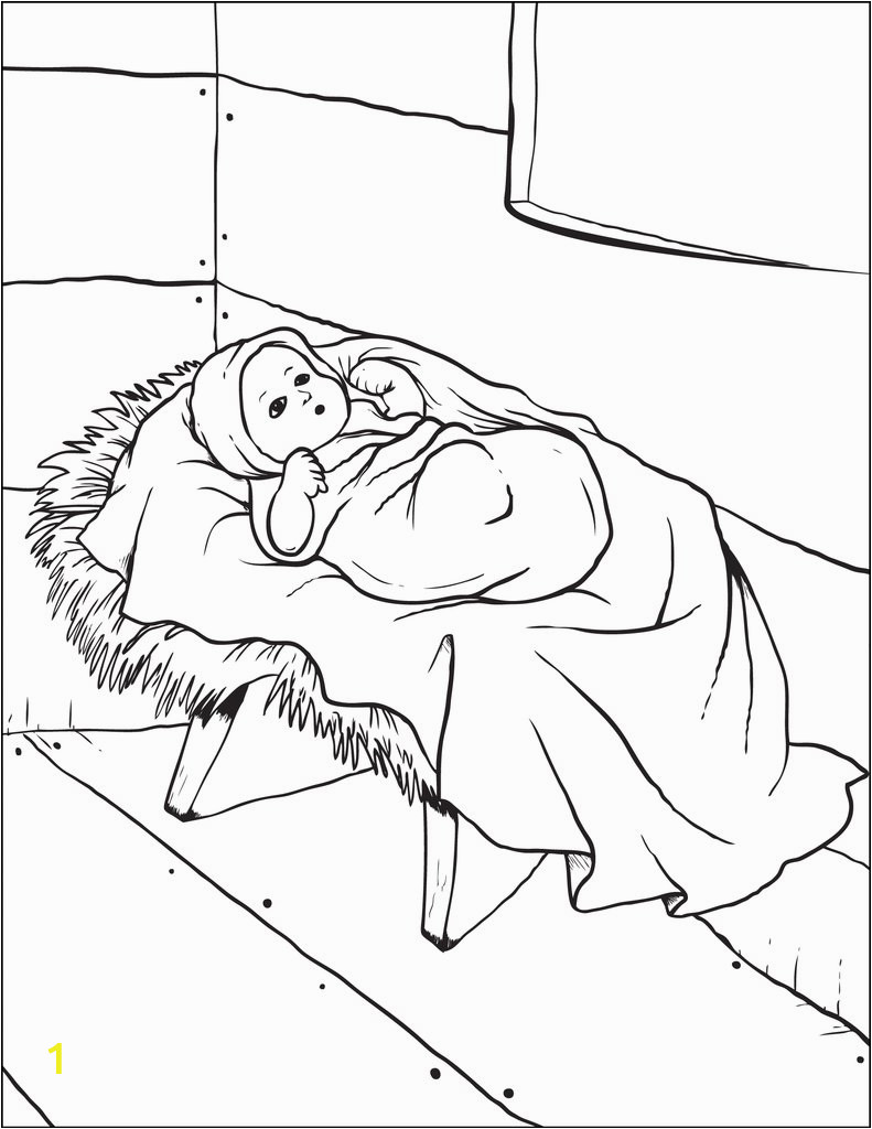 baby jesus in the manger coloring page a4699