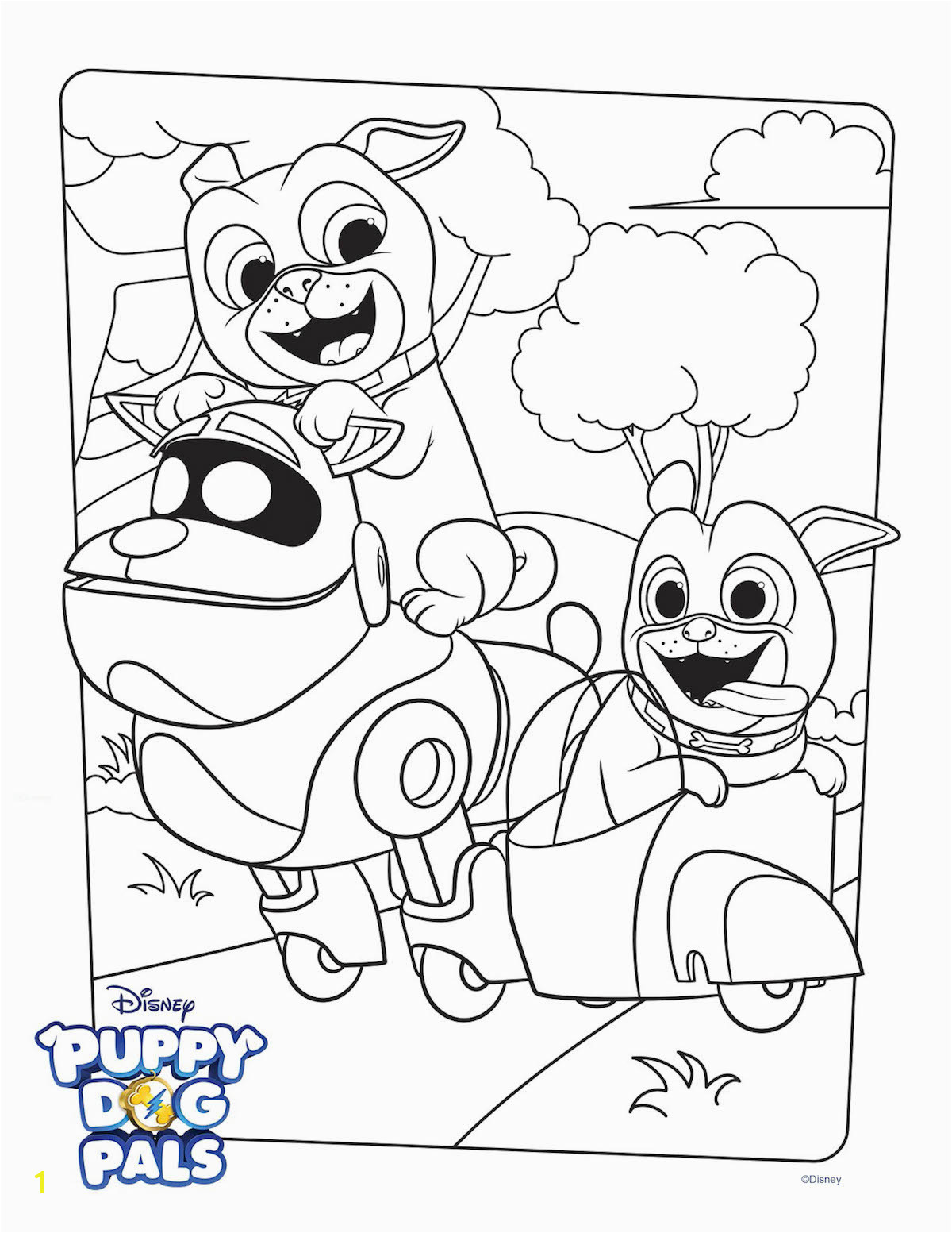 puppy dog pals coloring page