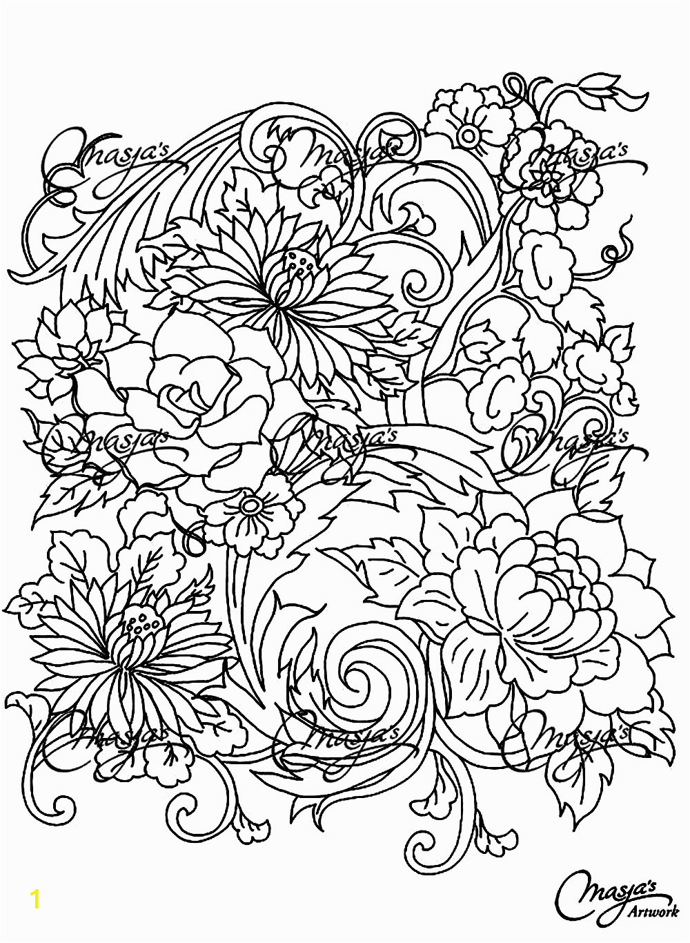 image=fleurs et ve ation coloring adult drawing flower 1