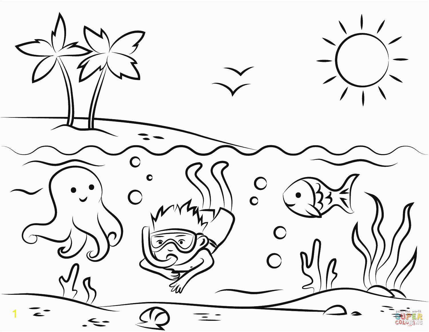 summer beach coloring pages