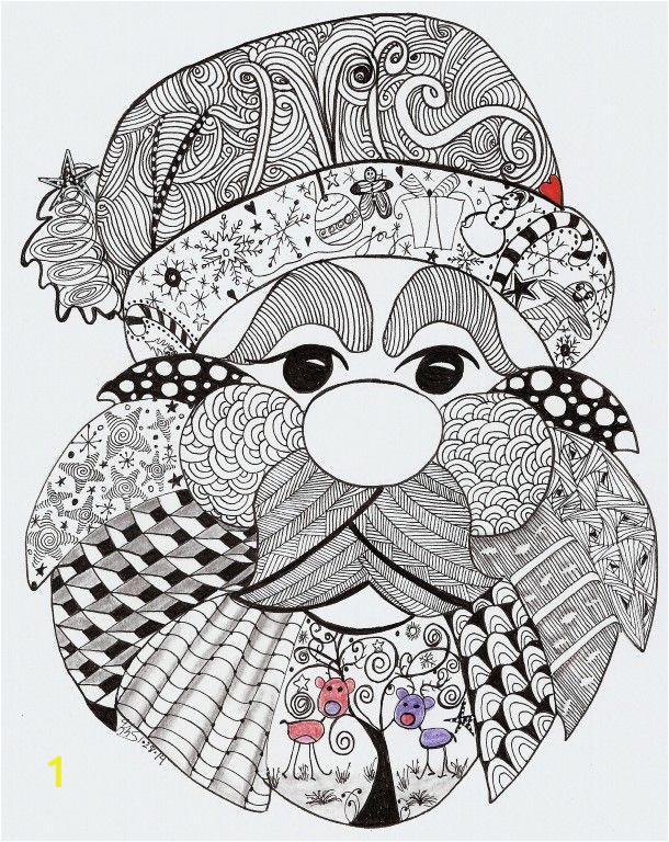 Free Printable Christmas Zentangle Coloring Pages Santa Clause Patterns