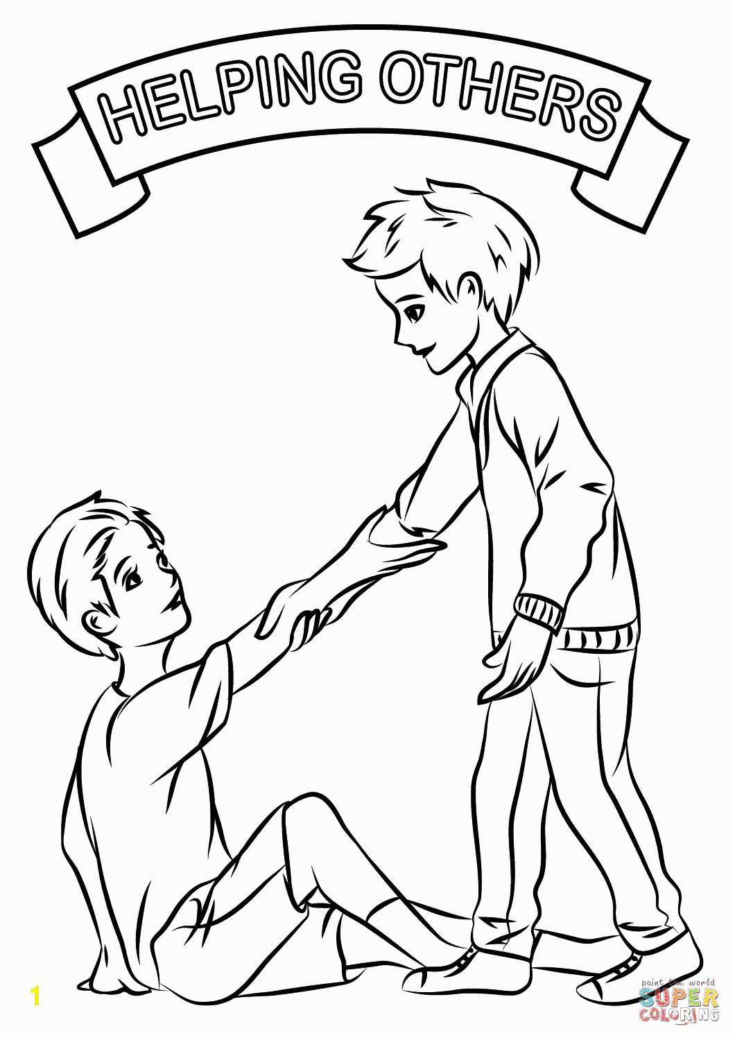 Free Printable Coloring Pages Helping Others Helping Each Other Coloring Page