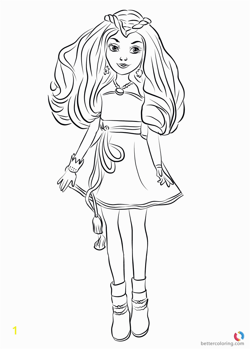 evie wicked world from descendants 2 coloring pages printable for kids