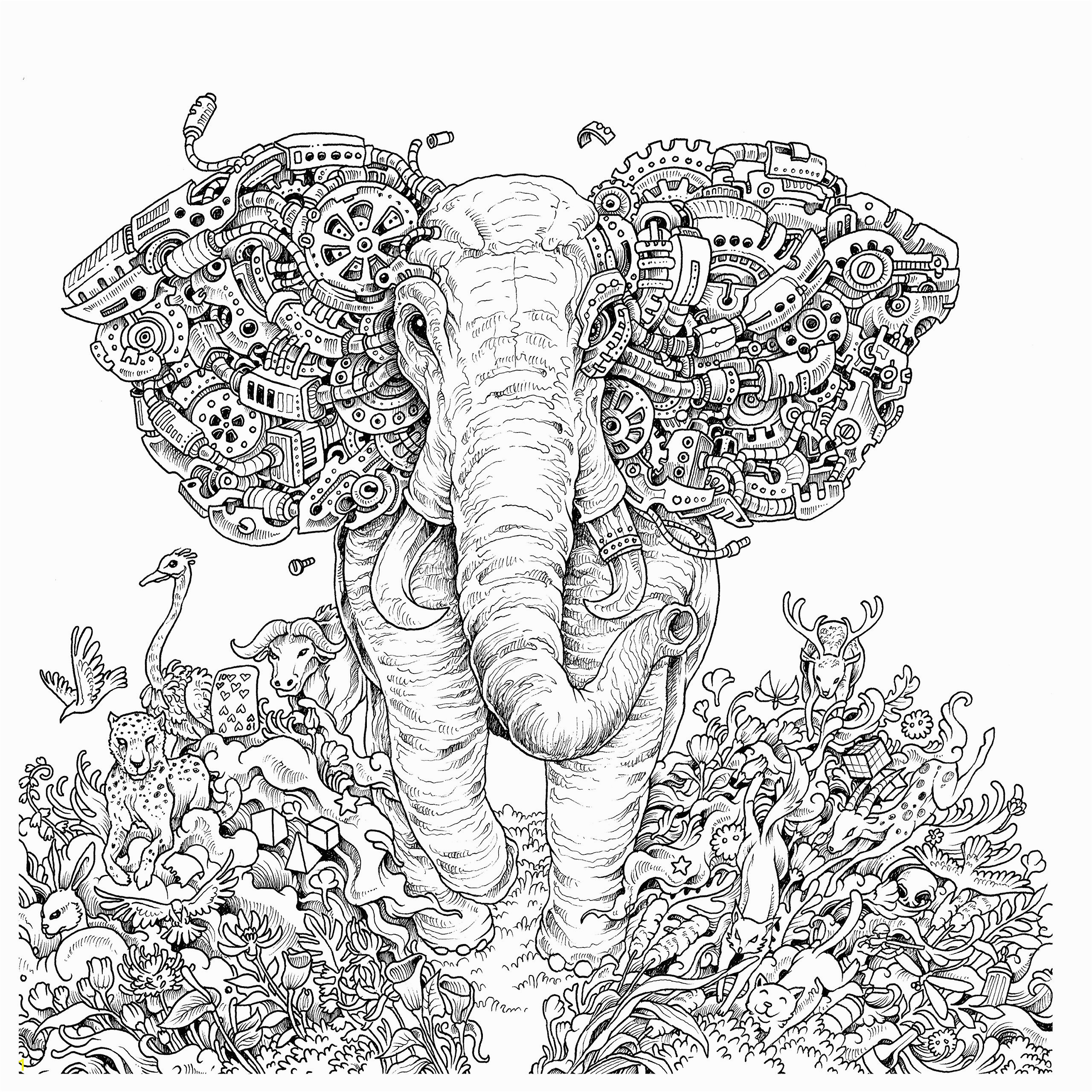 Free Printable Elephant Coloring Pages for Adults Adult Coloring Page Coloring Home