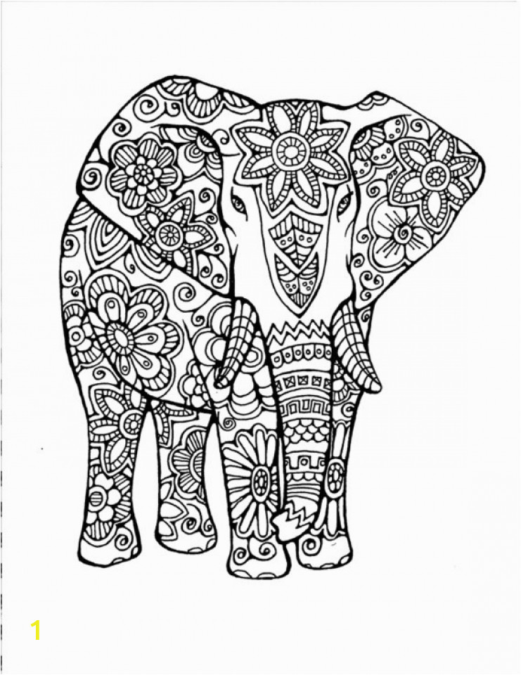 hard elephant coloring pages for adults