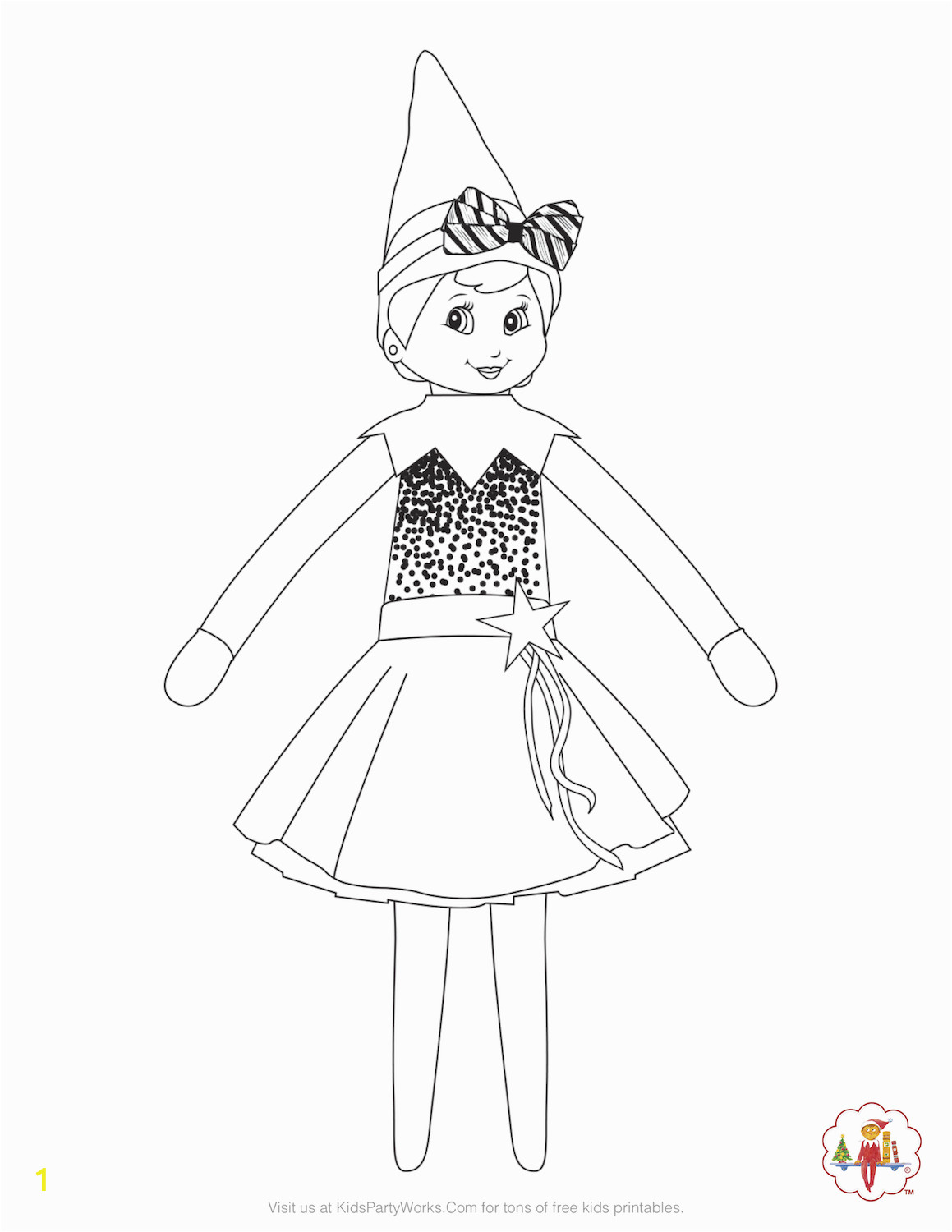 Free Printable Elf On the Shelf Coloring Pages Girl Elf On the Shelf Coloring Page She S Ready for the
