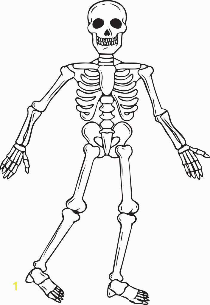 full body skeleton halloween coloring page