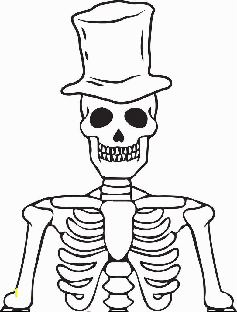 skeleton wearing a top hat coloring page a4309