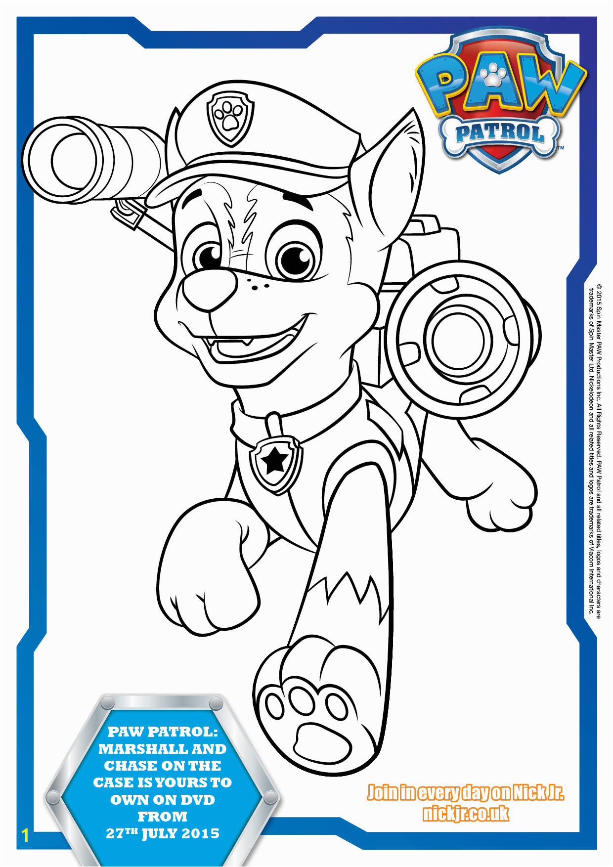 paw patrol colouring pages and activity sheets