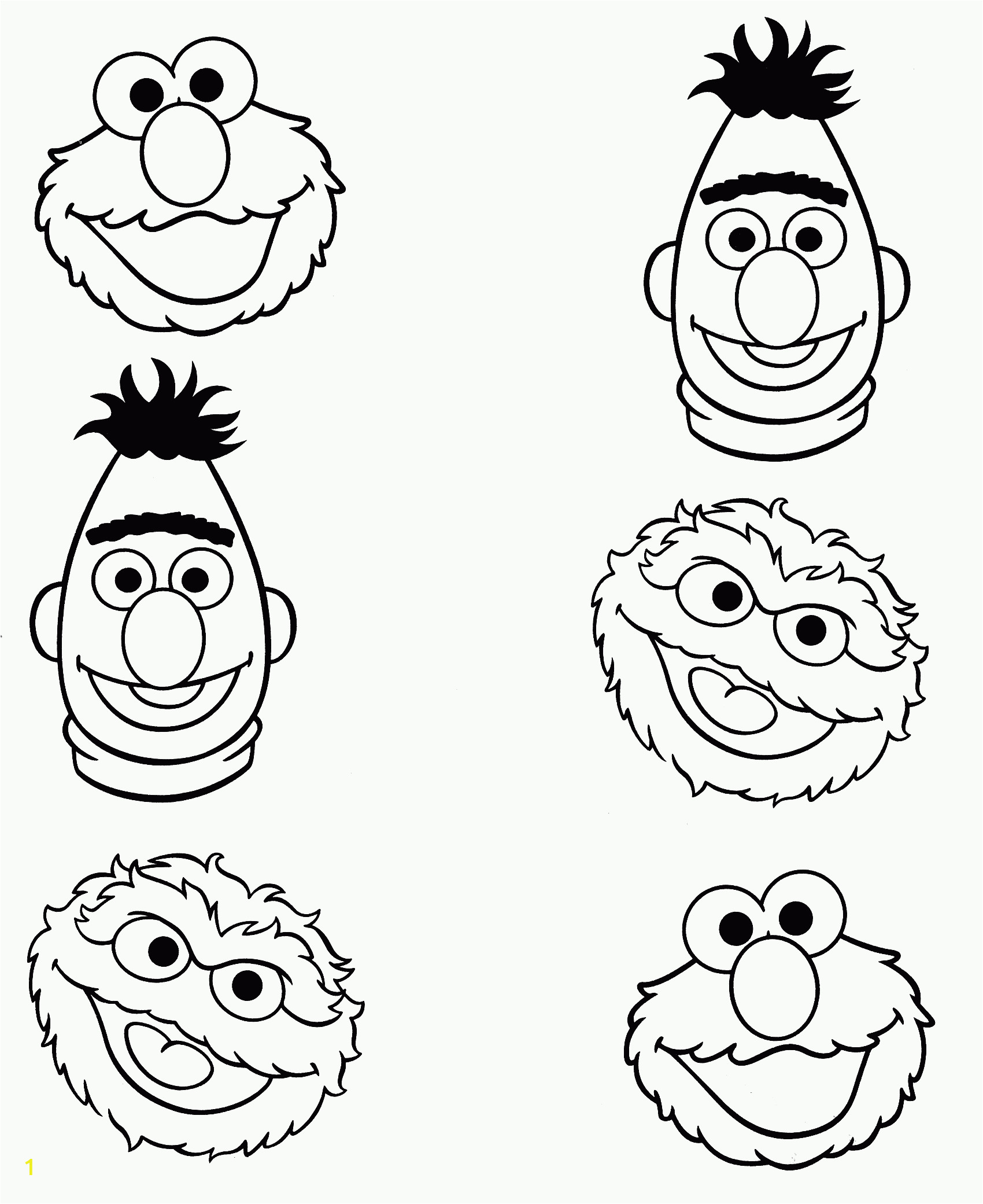 sesame street face coloring pages