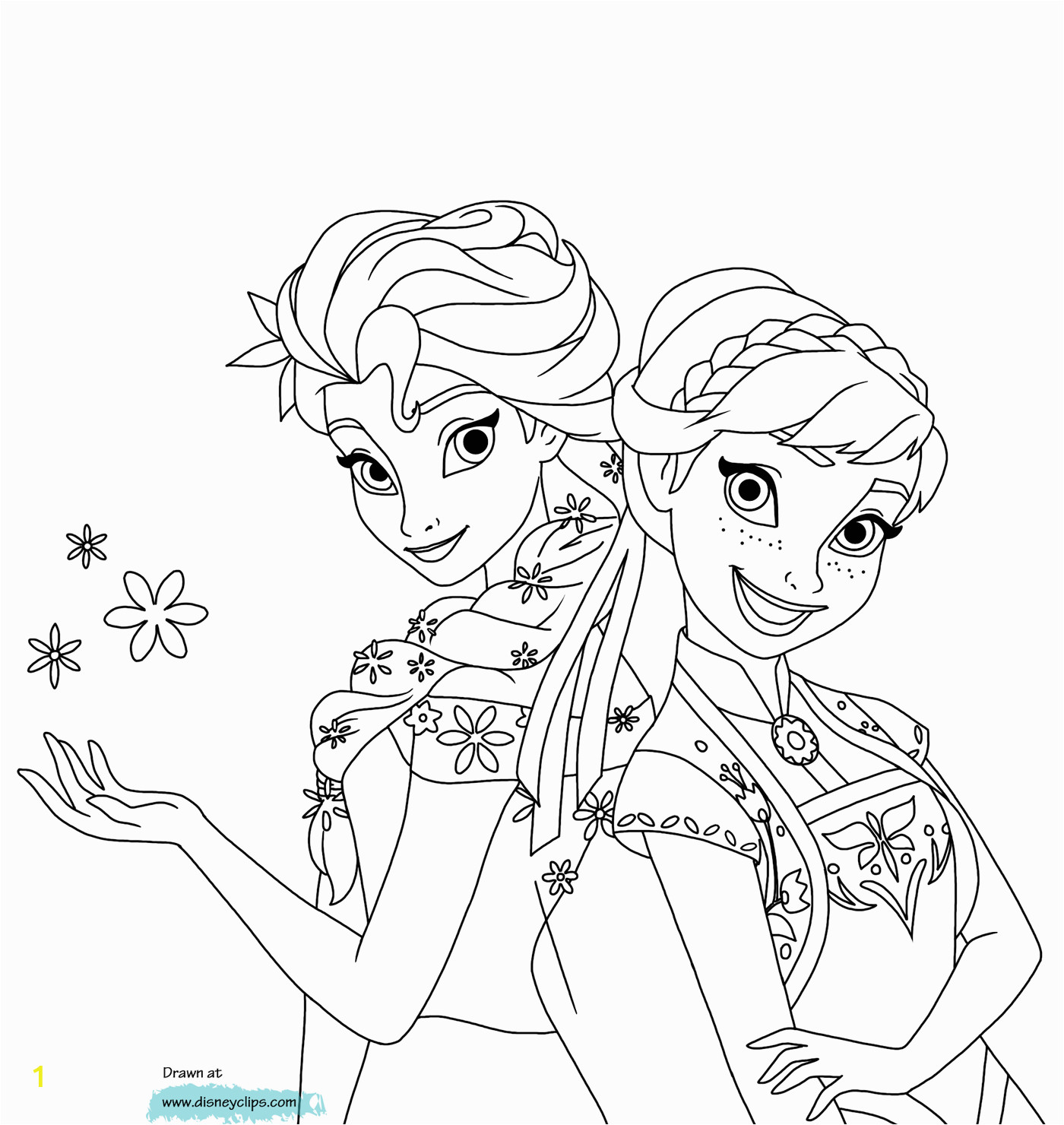 Frozen Fever Elsa and Anna Coloring Pages Anna and Elsa In Frozen Fever Coloring Page