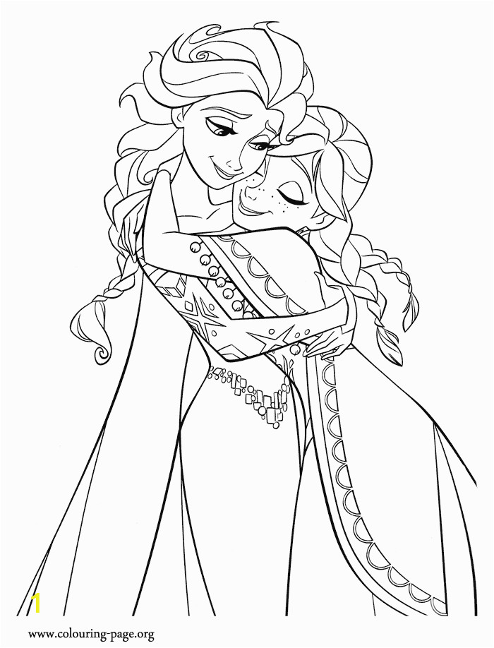Frozen Fever Elsa and Anna Coloring Pages Frozen Elsa and Anna Hugging Each Other Coloring Page