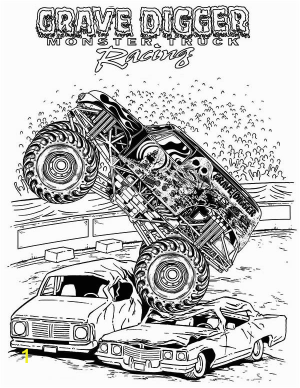grave digger monster truck coloring page 2