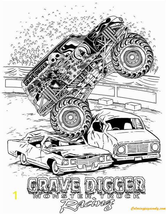 Grave Digger Monster Truck Coloring Pages Grave Digger Monster Truck Racing Coloring Pages
