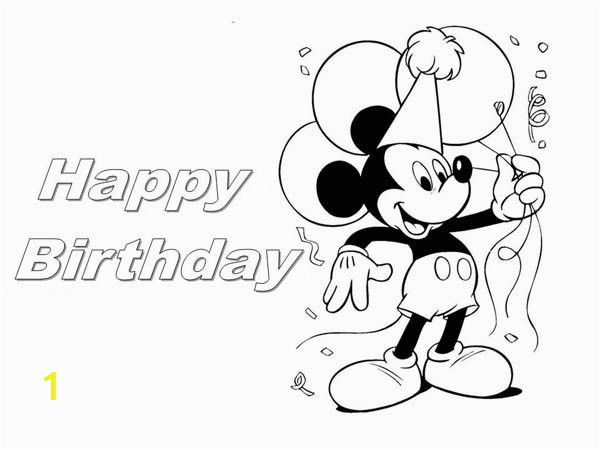 happy birthday mickey mouse coloring page 2