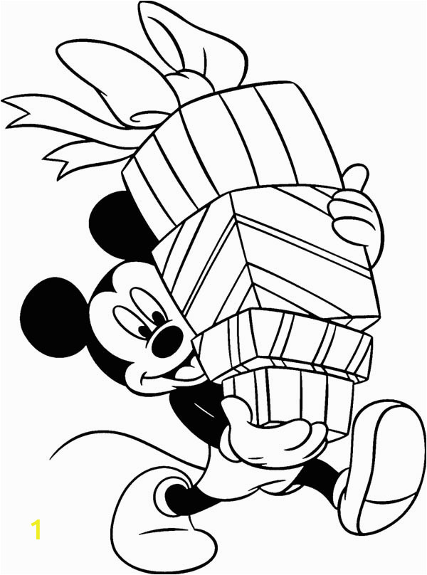 mickey mouse and happy birthday presents coloring page
