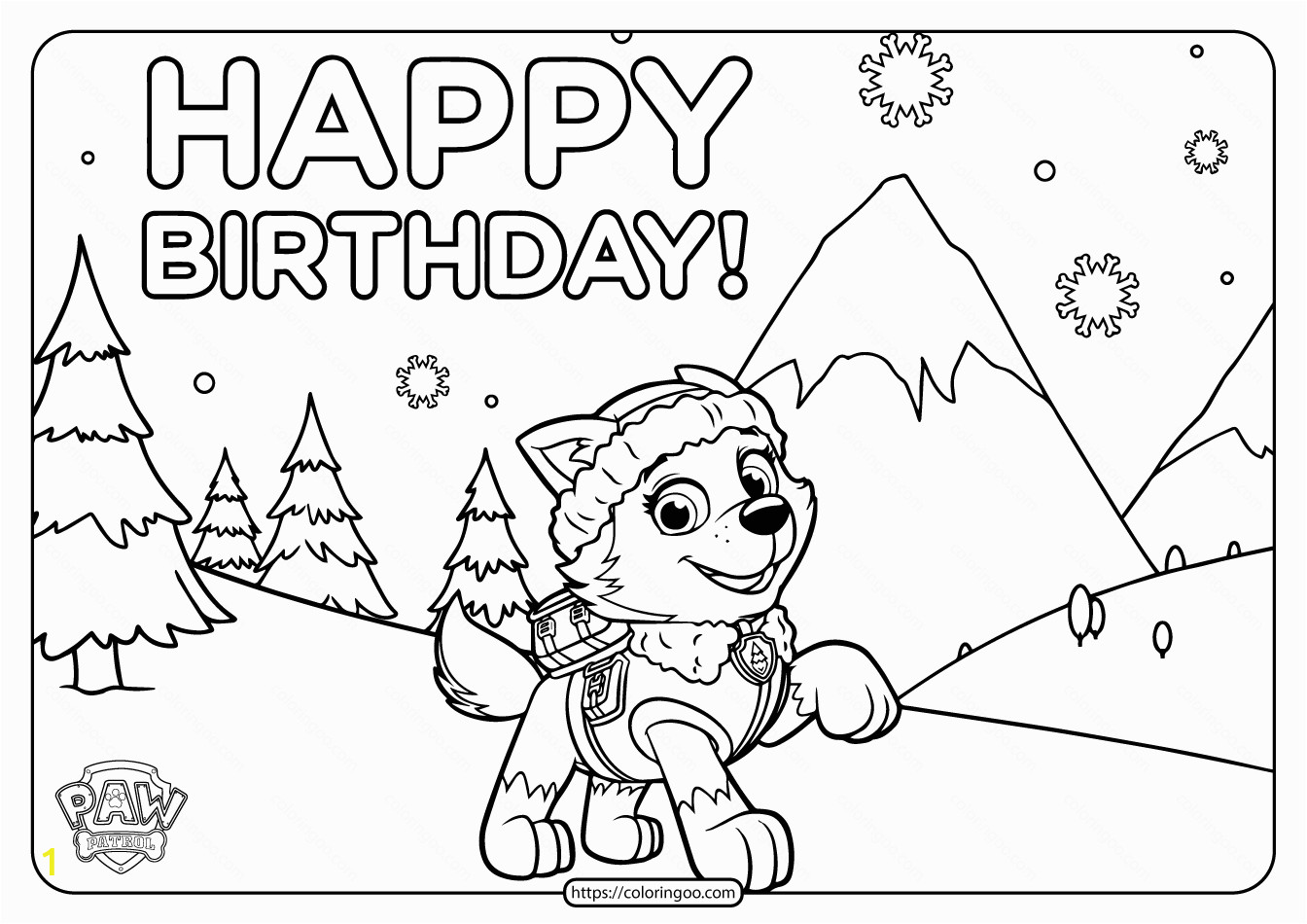 paw patrol printable birthday coloring pages