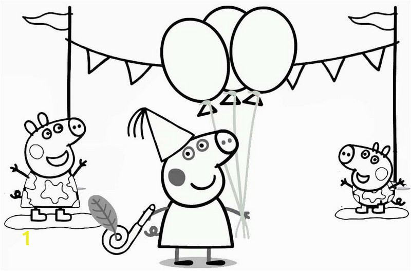 peppa pig happy birthday coloring page