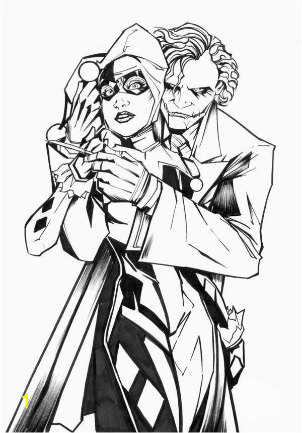 joker and his lover harley quinn coloring page