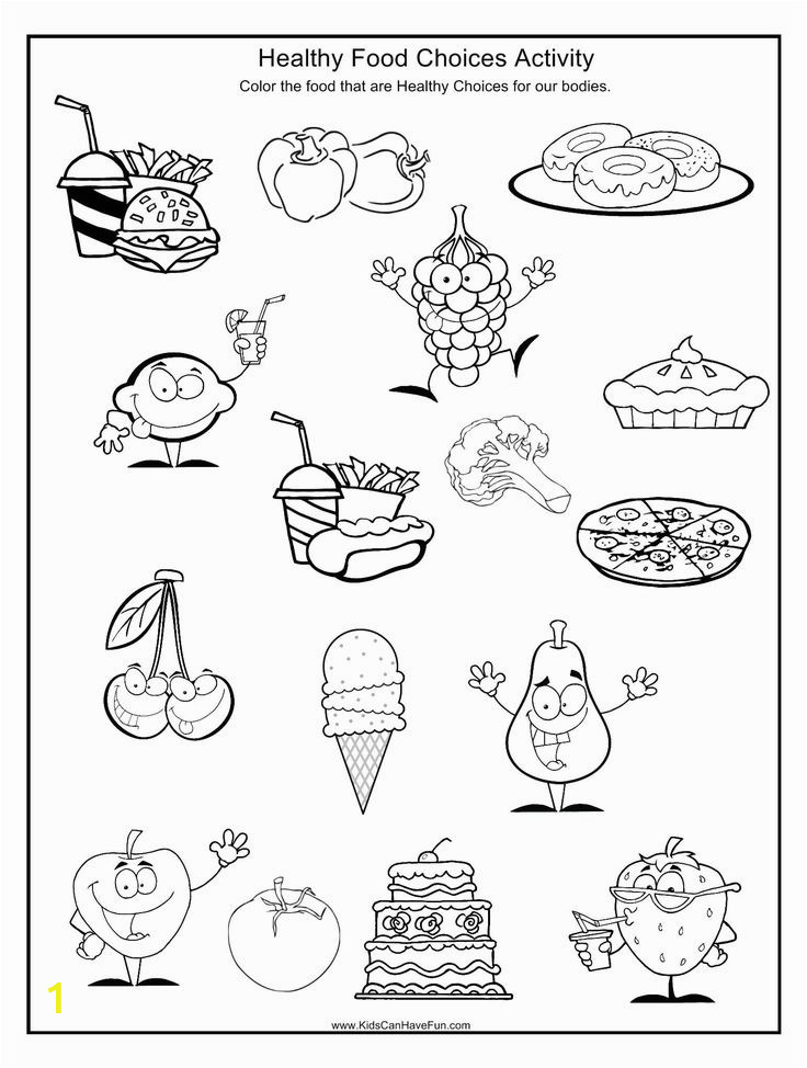 Healthy and Unhealthy Food Coloring Pages Healthy Foods for Kids Worksheets Good Galleries