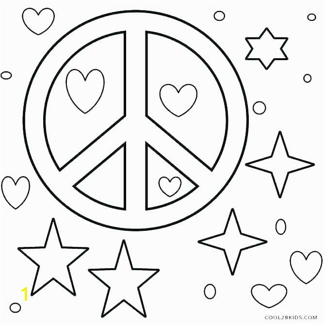 coloring pages of hearts and peace signs