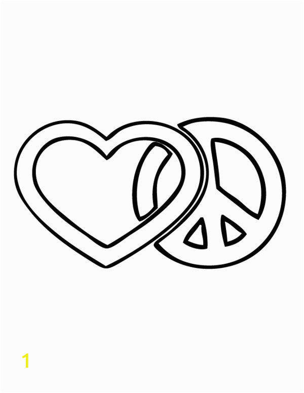 heart peace sign coloring pages