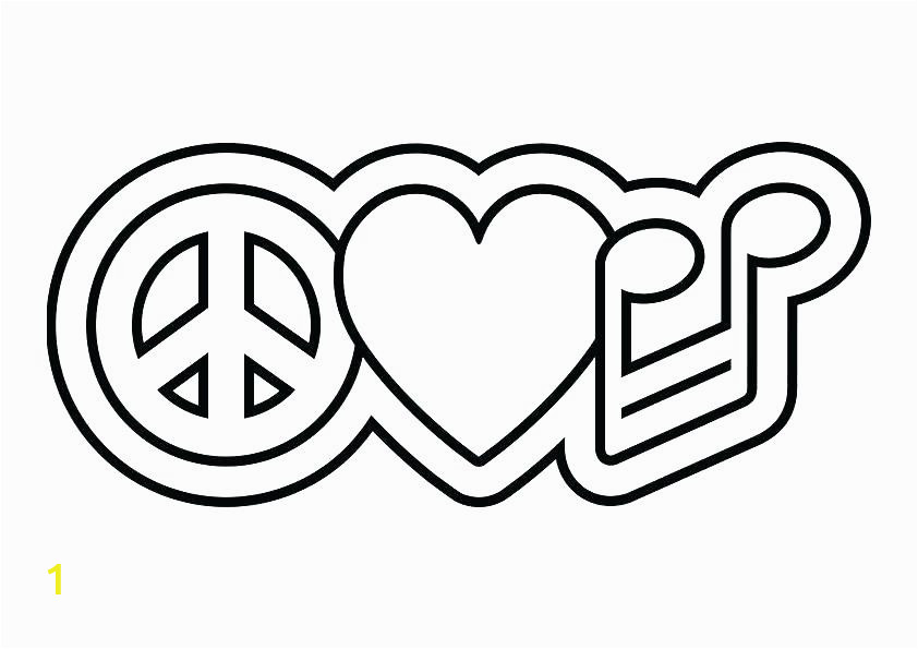 heart peace sign coloring pages