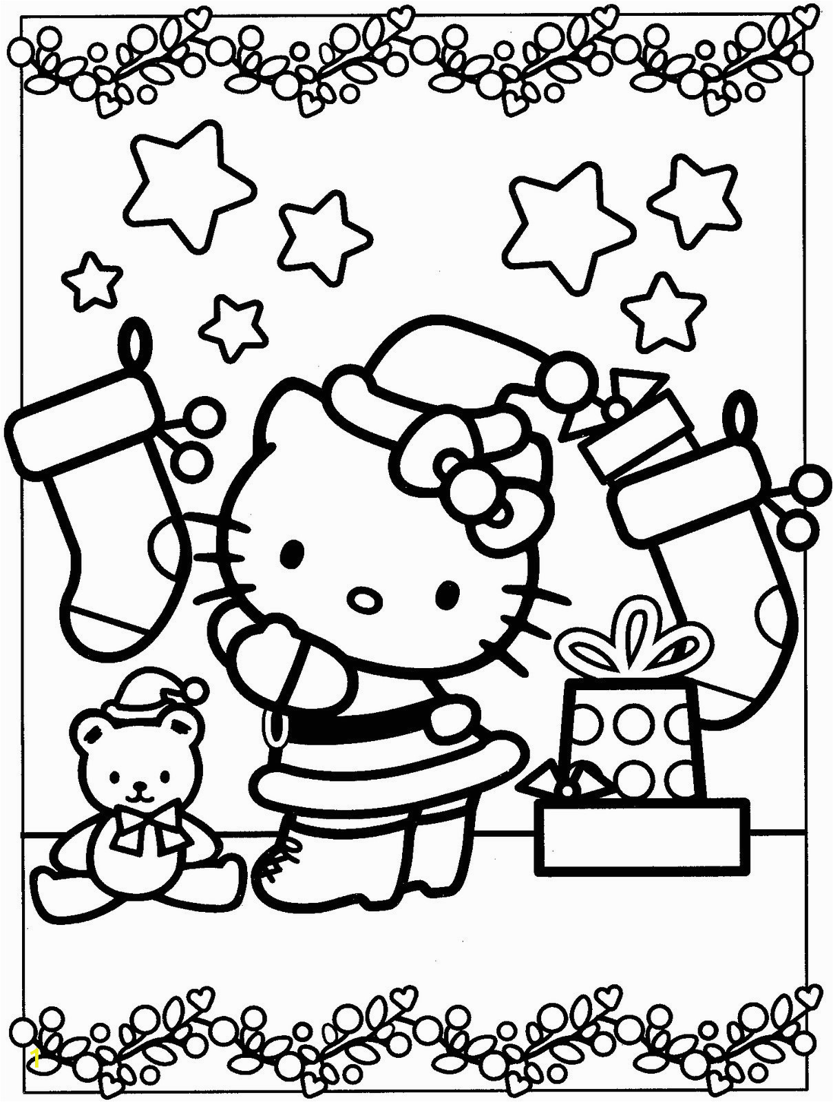 hello kitty christmas coloring pages cute