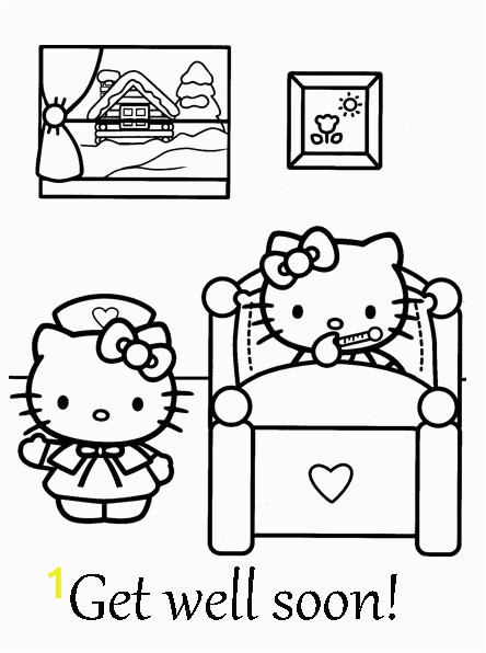 Hello Kitty Get Well soon Coloring Pages Get Well soon Coloring Sheet Hello Kitty