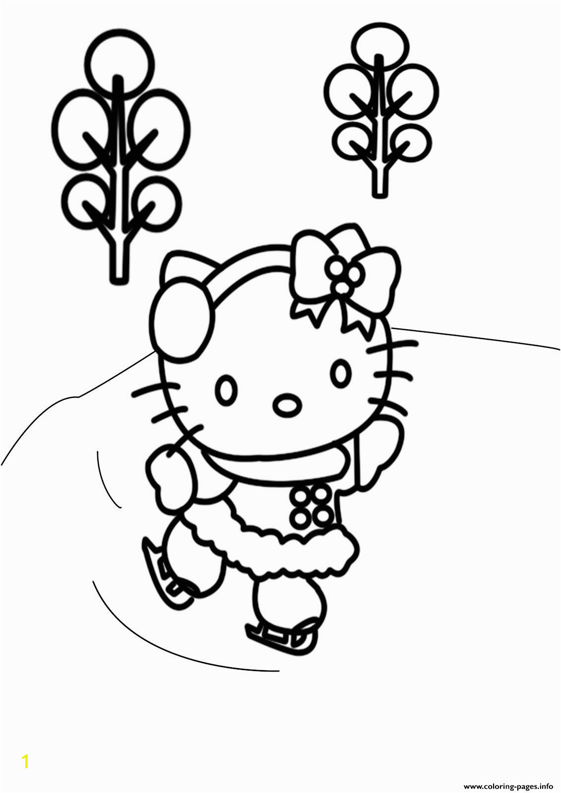 Hello Kitty Ice Skating Coloring Pages Free Winter S Hello Kitty Skatingb521 Coloring Pages Printable