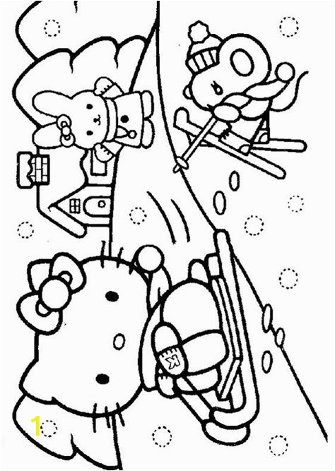 hello kitty ice skating coloring pages