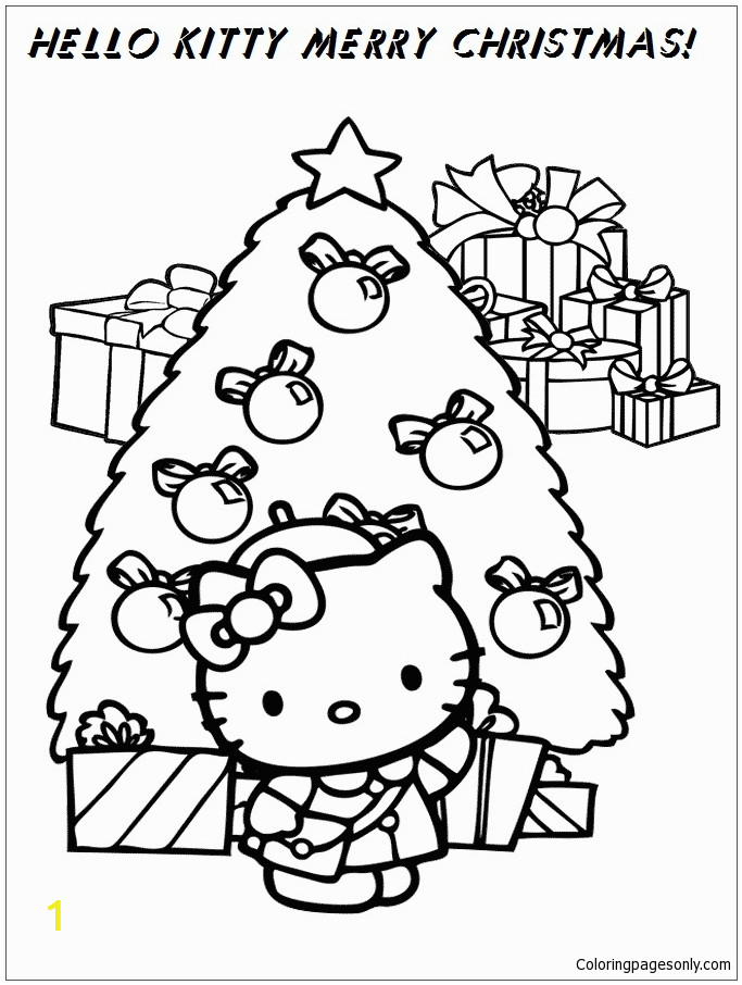 Hello Kitty Merry Christmas Coloring Pages Hello Kitty Merry Christmas Coloring Page Free Coloring