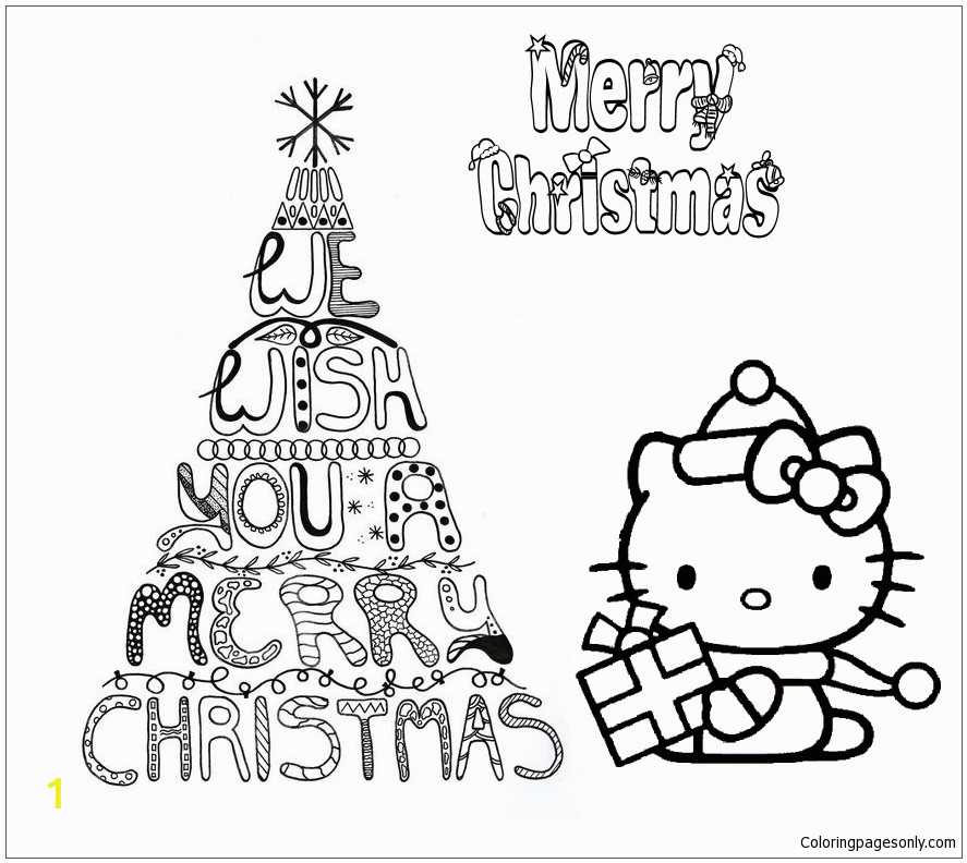 Hello Kitty Merry Christmas Coloring Pages Merry Christmas Hello Kitty Coloring Page Free Coloring