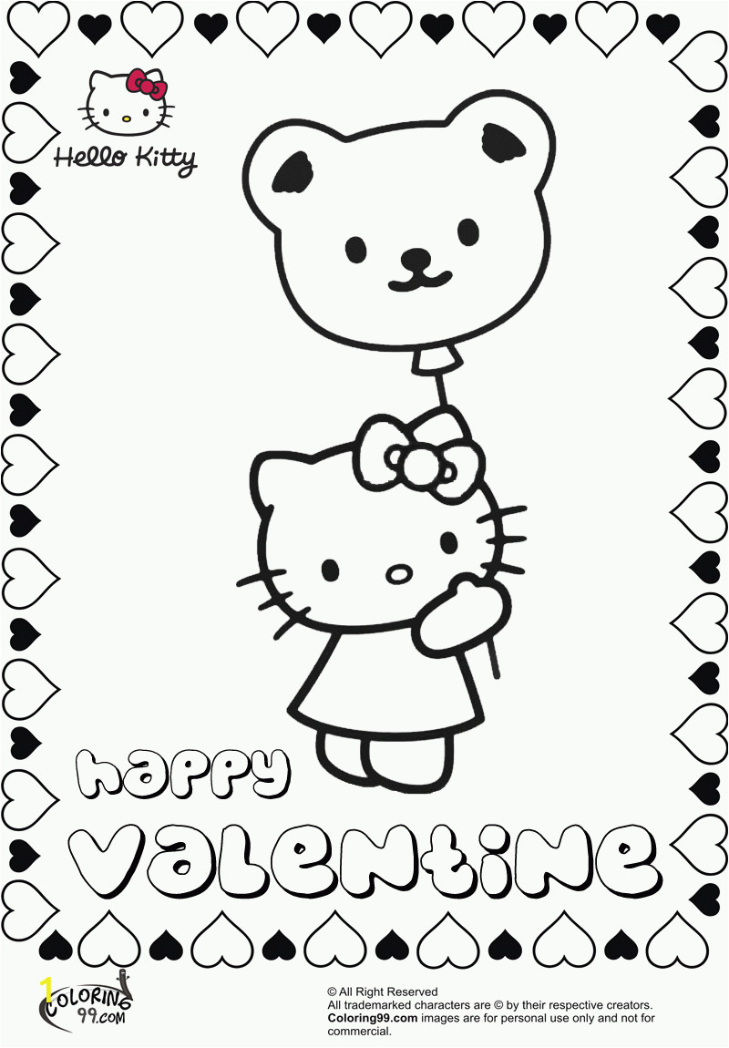 free hello kitty valentine coloring pages