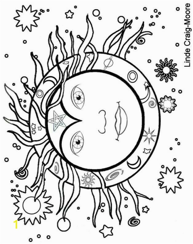 Hippie Sun and Moon Coloring Pages for Adults Pin by Stina On Hippie Coloring Pages
