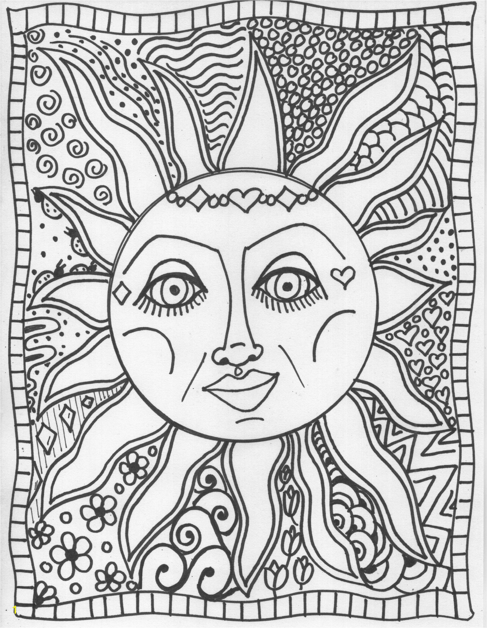 sun and moon coloring page