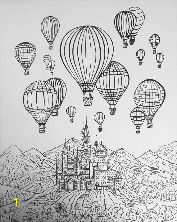Hot Air Balloon Coloring Page for Adults Hot Air Balloon Adult Coloring Pages Intricate