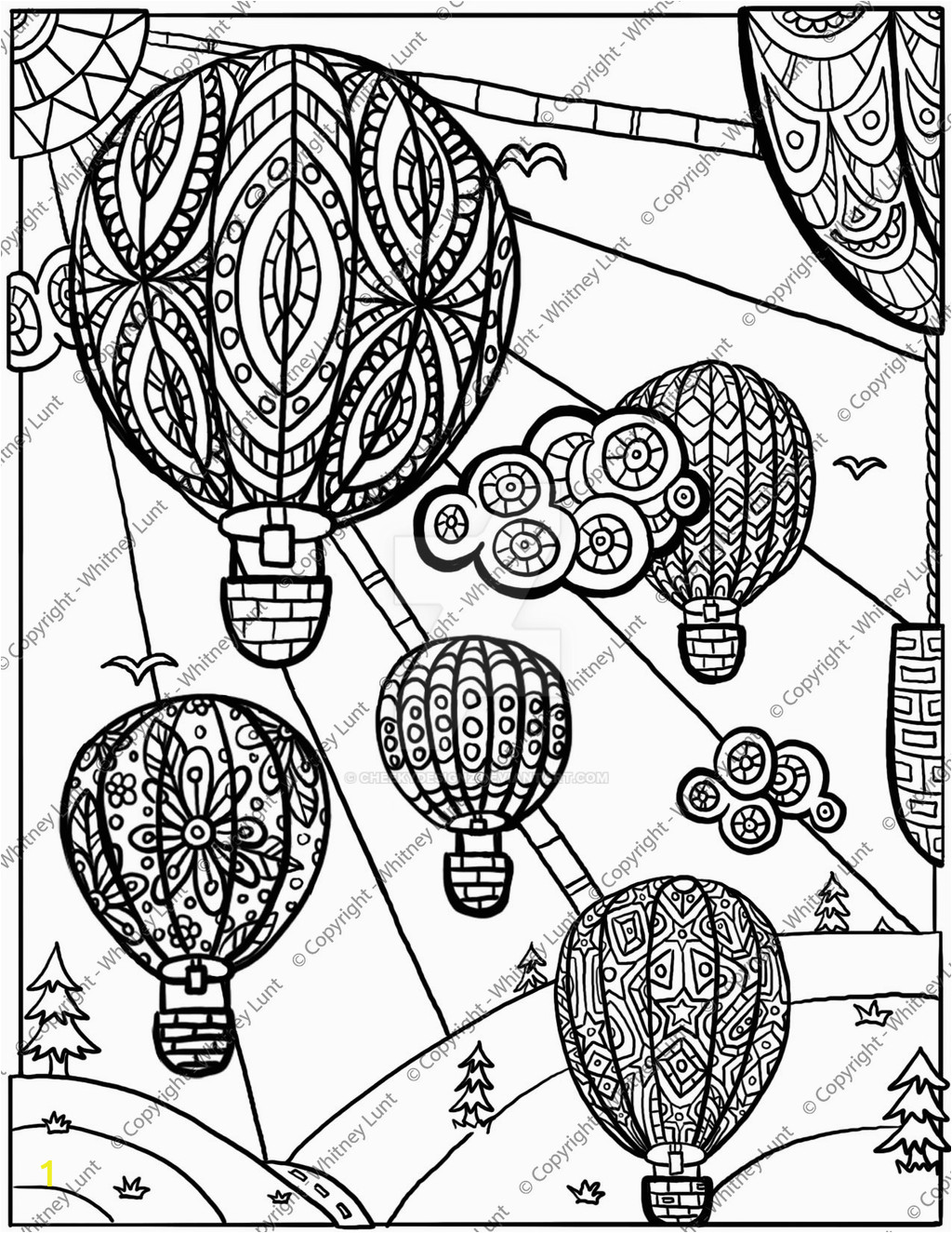 Hot Air Balloon Coloring Page for Adults Hot Air Balloon Coloring Page by Cheekydesignz On Deviantart