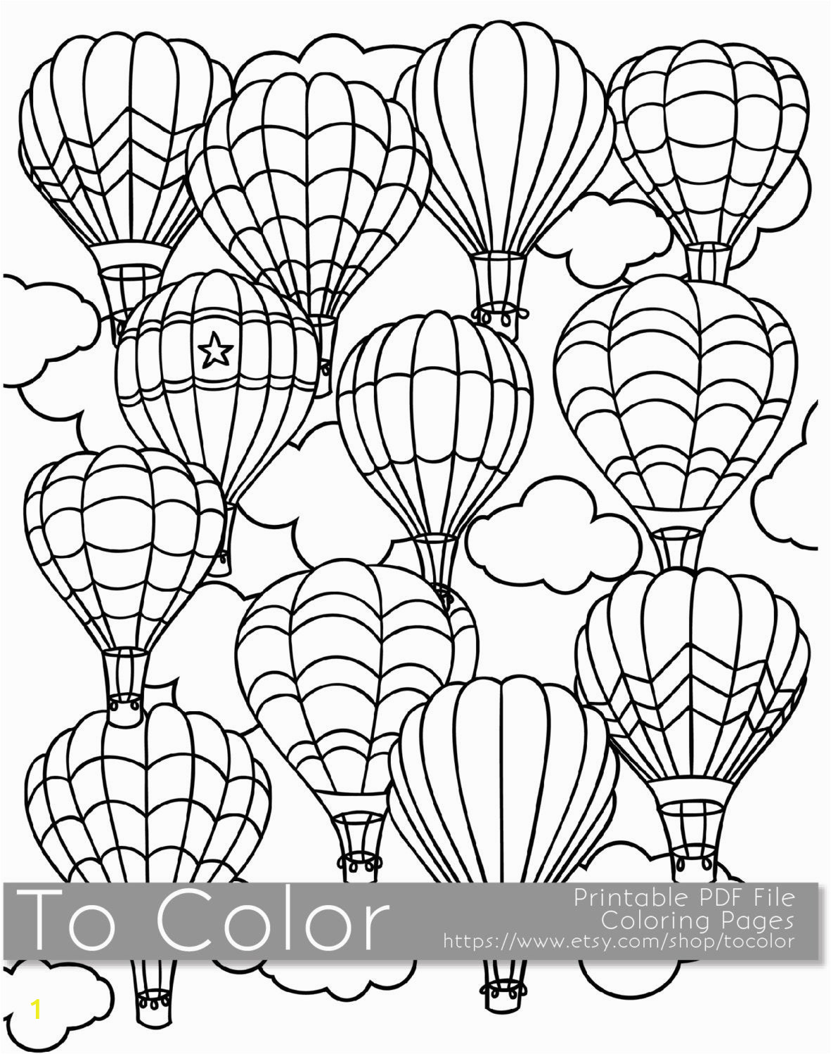 Hot Air Balloon Coloring Page for Adults Printable Hot Air Balloon Coloring Page for Adults Pdf Jpg