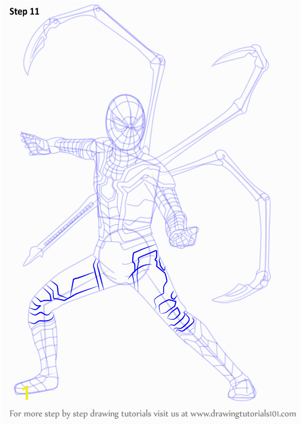 how to draw iron spider from avengers infinity war step by step