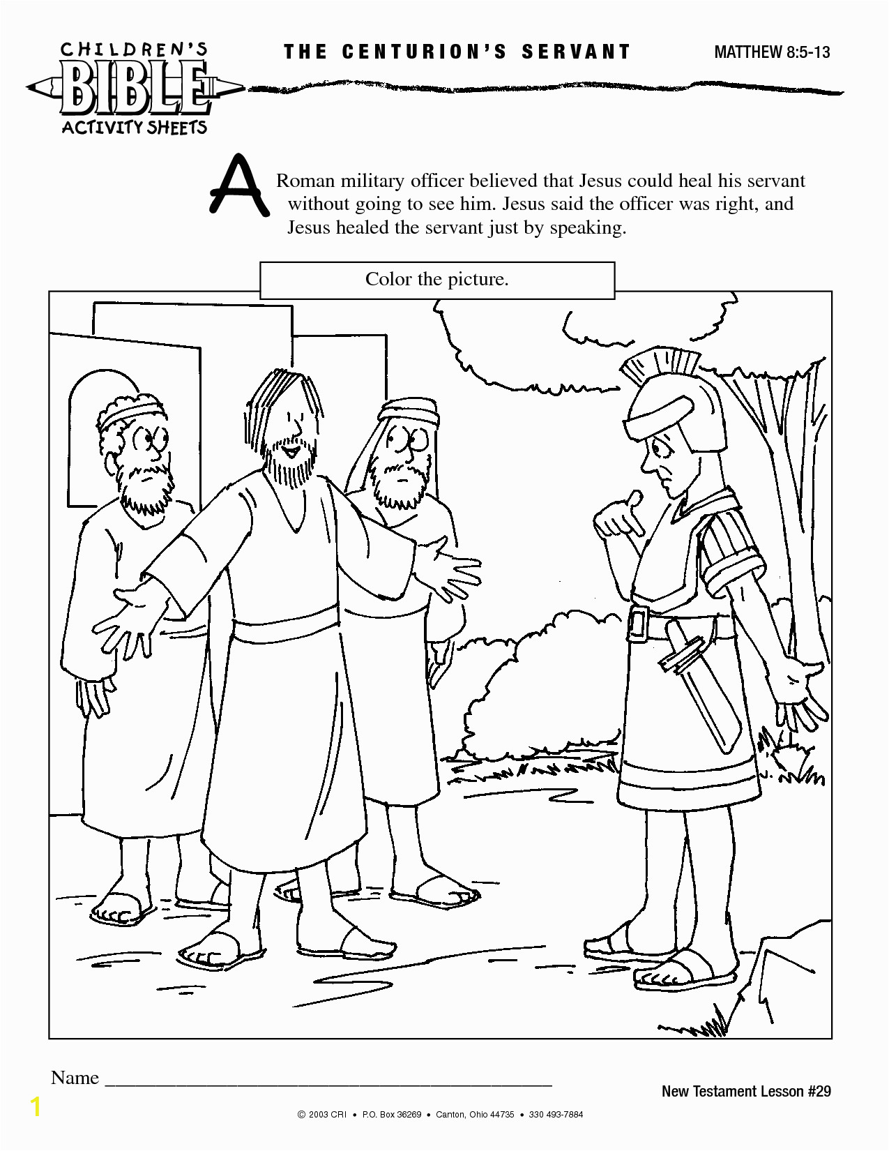 Jesus and the Centurion S Servant Coloring Page Centurion Servant Healed Scope Of Work Template