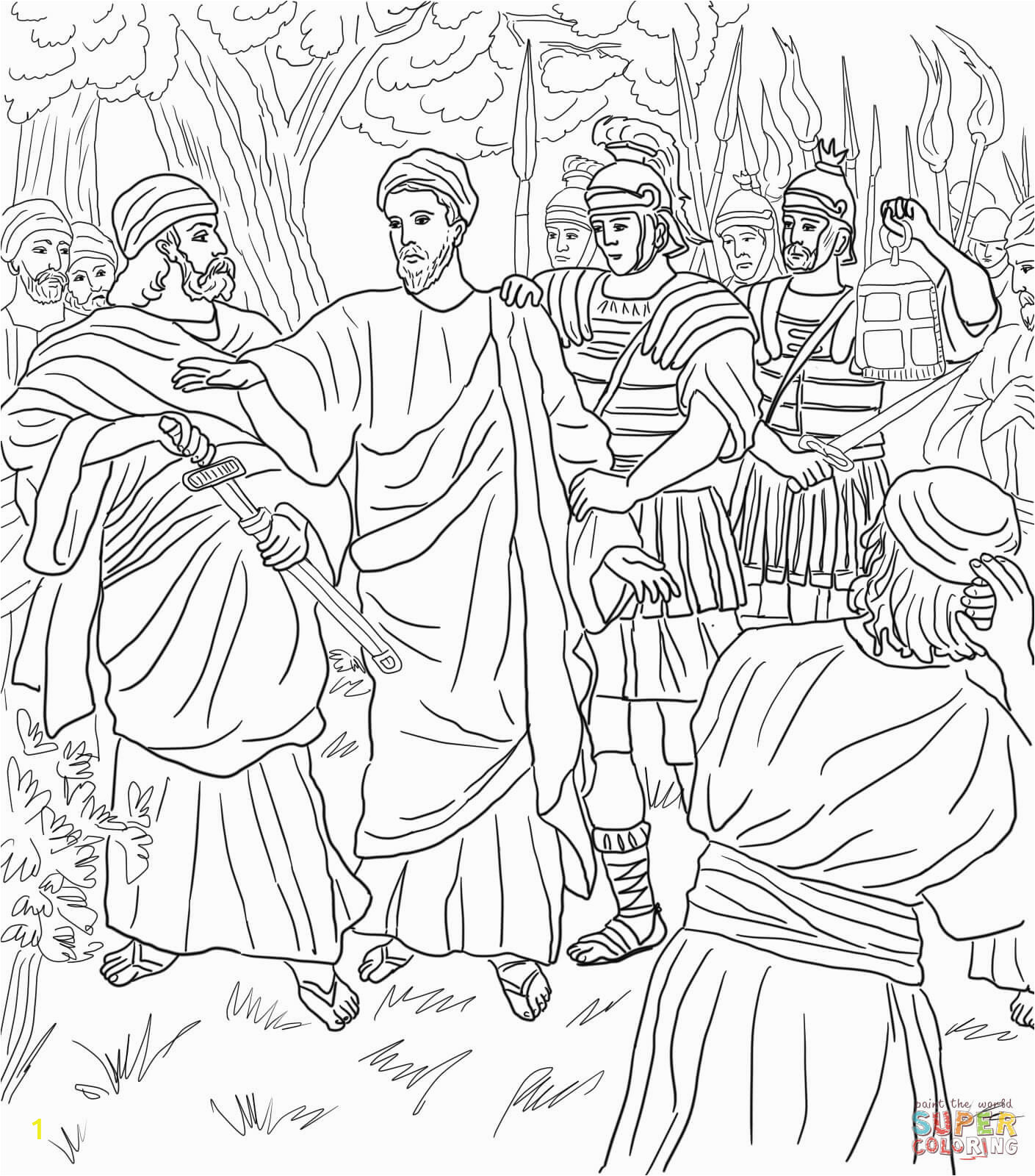 Jesus Arrested In the Garden Of Gethsemane Coloring Page Jesus Arrested In the Garden Of Gethsemane Coloring Page