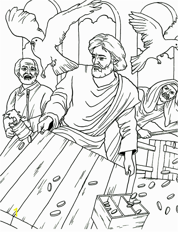 jesus clears the temple coloring page