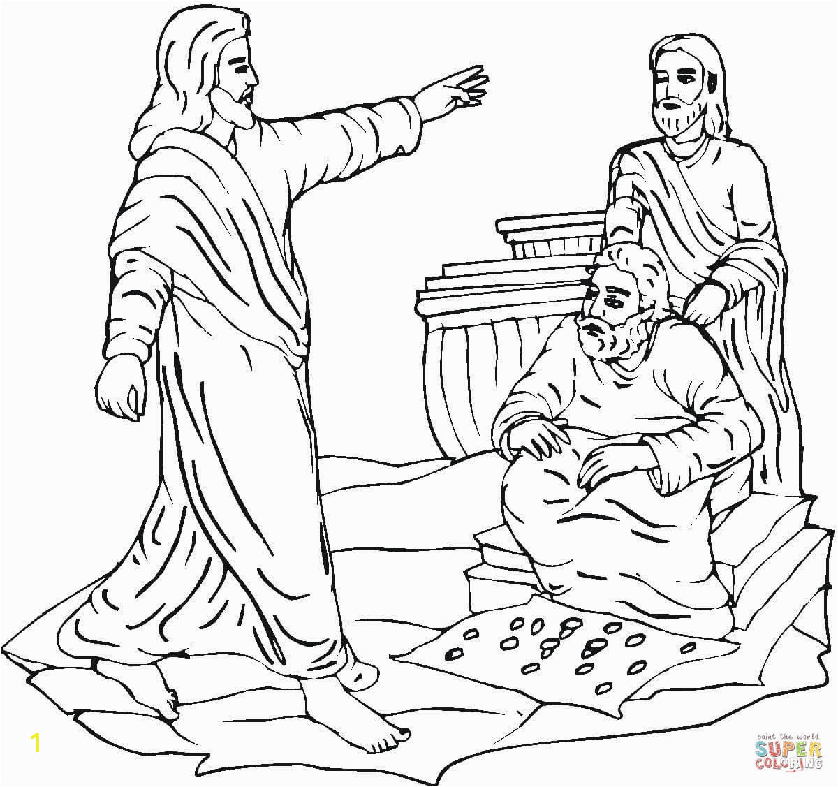 jesus clears the temple coloring page