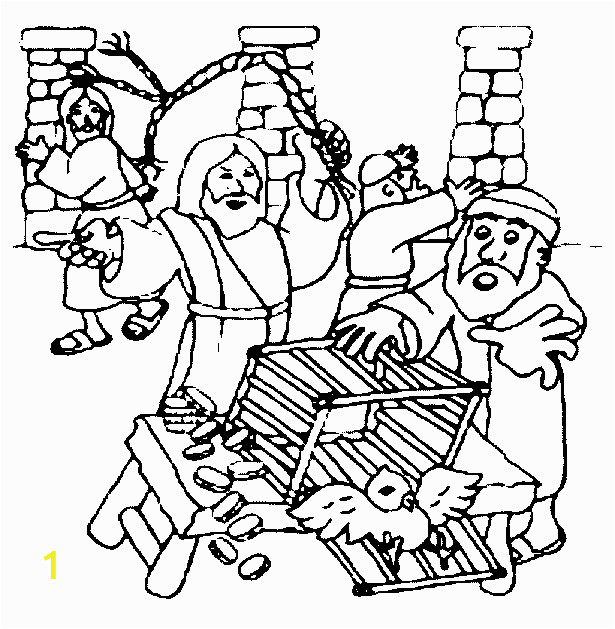 jesus clears the temple coloring page