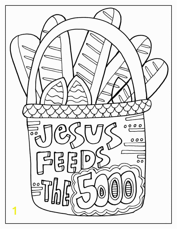 Jesus Feeds the 5000 Coloring Page Jesus Feeds the 5000 Religious Doodles