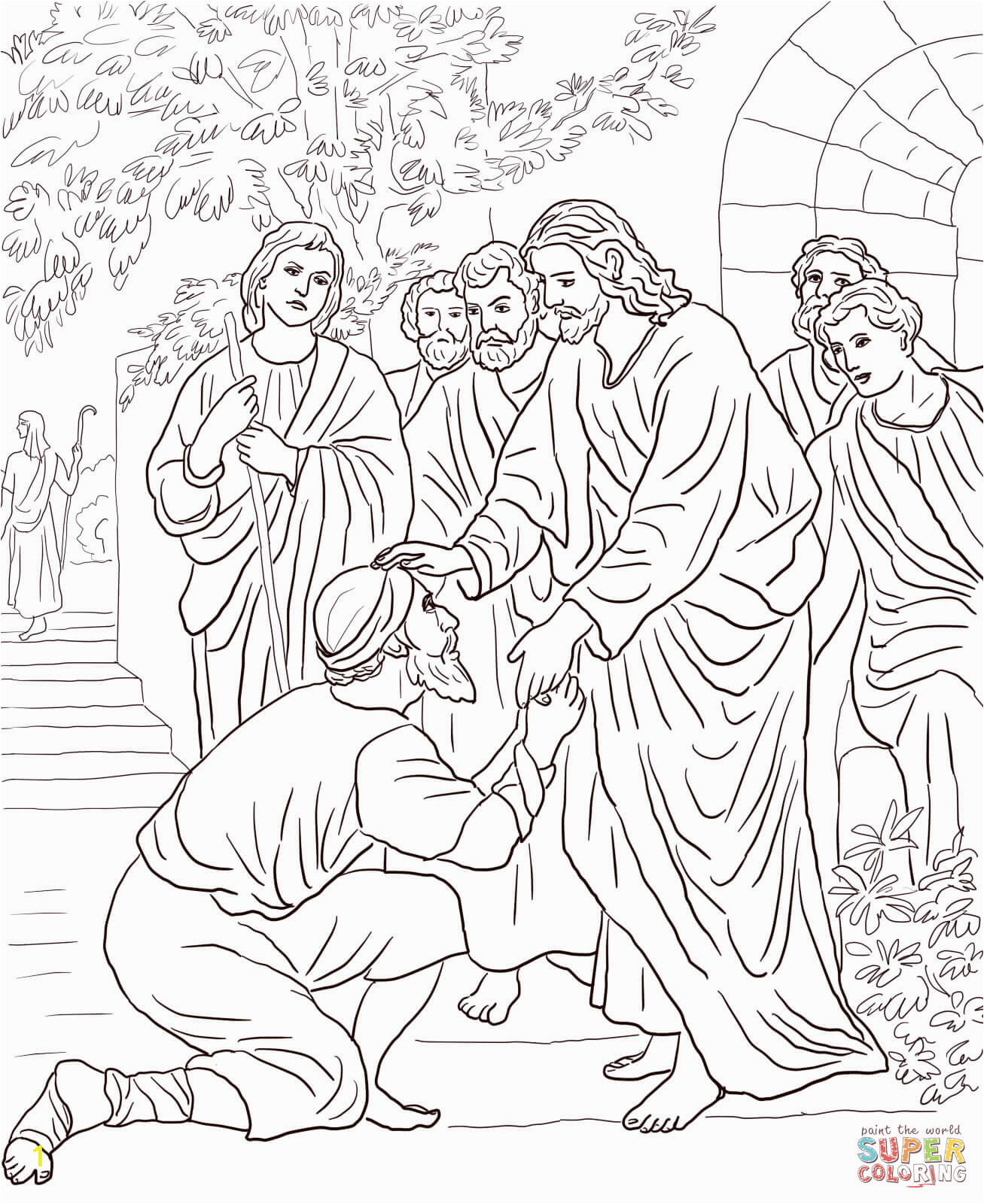 Jesus Heals 10 Lepers Coloring Page