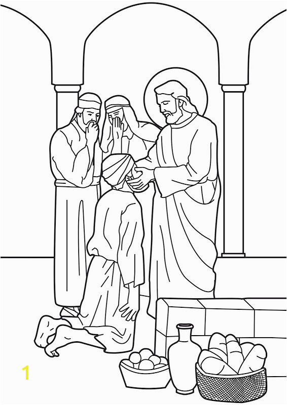 Jesus Heals the Blind Man Coloring Page | divyajanan