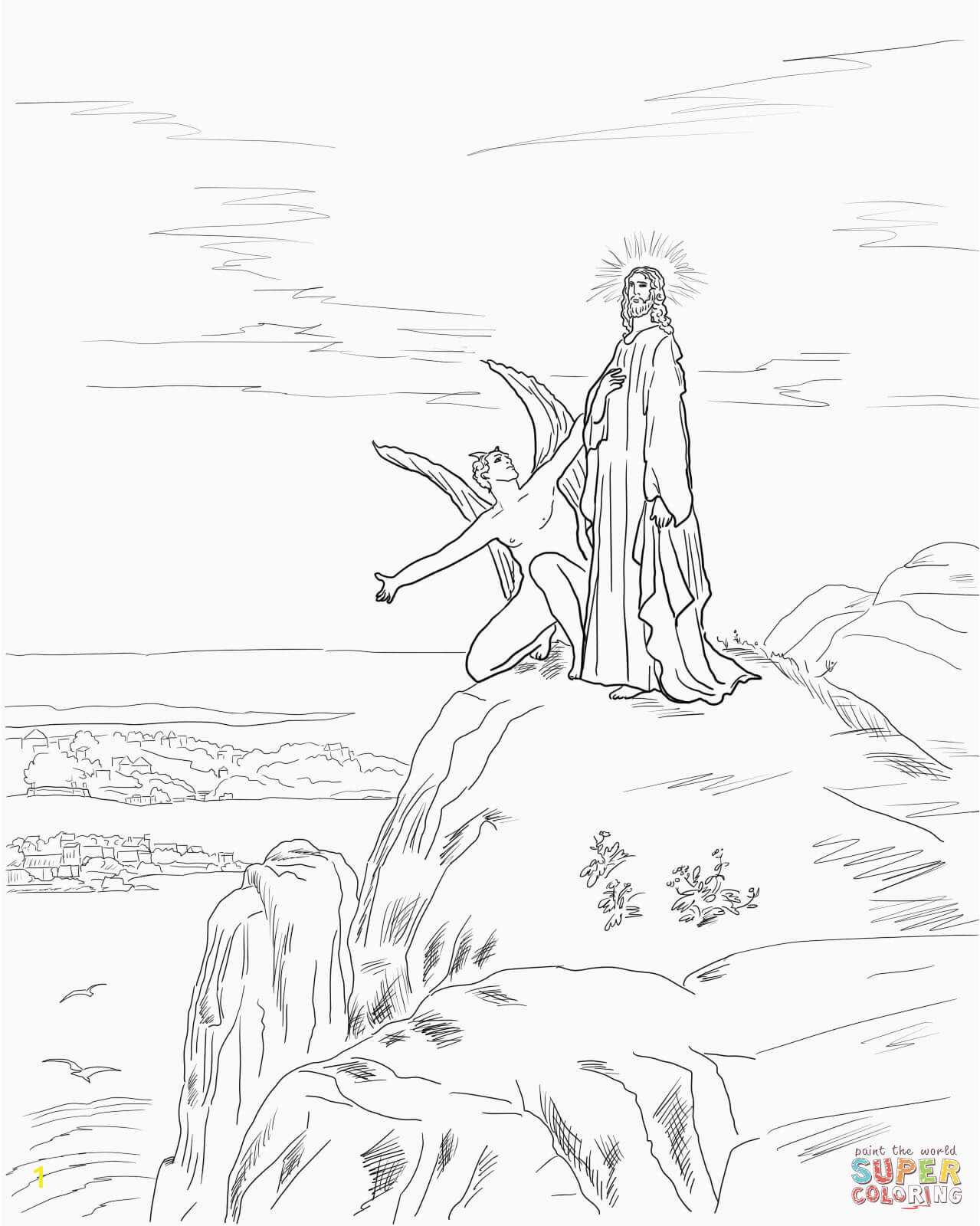 jesus tempted in the desert coloring page sketch templates